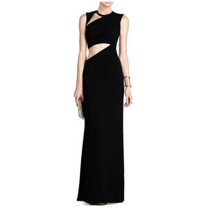 BCBGMAXAZRIA Kimora Crepe Cut Out Black Gown Size 2